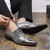 Новые мужские туфли-блоки серебряные золотые роскошные золотые кружевные кожаные туфли персонализированные остроносые деловые туфли для платья размер 38-46