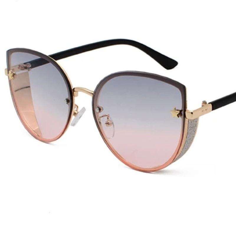 Сексуальные женские солнцезащитные очки «кошачий глаз» высокого качества, модные брендовые солнцезащитные очки без оправы, женские солнцезащитные очки óculos, винтажные