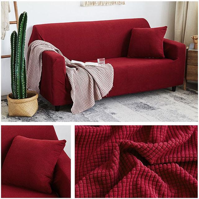 Осенне-зимний чехол для дивана, утолщенный, теплый, однотонный, эластичный, в клетку, для гостиной, угловой чехол для дивана, защитный чехол для мебели