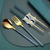 Zhaoran Portable 3-Piece Stainless Steel Chopsticks & Fork Set