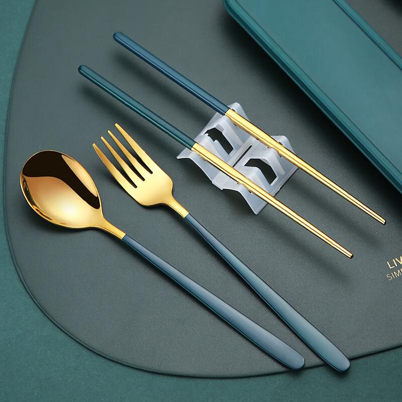 Zhaoran Portable 3-Piece Stainless Steel Chopsticks & Fork Set
