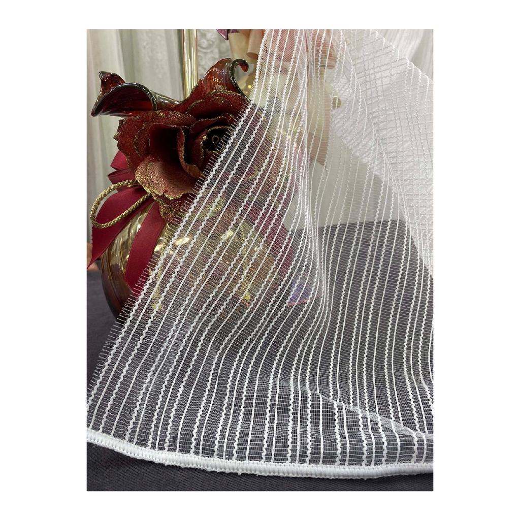 Занавес из тюля в полоску с макаронами Crown New Pattern 1/2, разреженный плеле