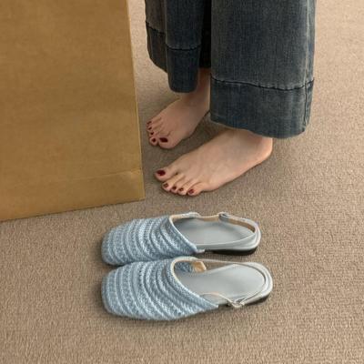 Французские нежные плетеные сумки, сандалии на голову, женская верхняя одежда, новинка 2025, весенне-летние каникулы, вечерние туфли-лодочки