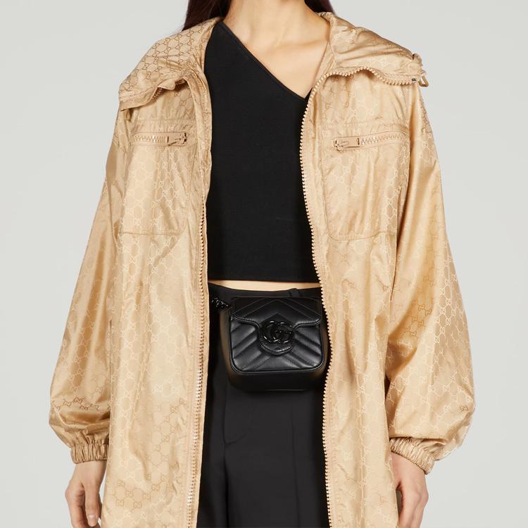 Gucci GG Marmont Series Double G Logo Quilted Leather Waist Bag Women waist bag Black 739599-UM8KV-1000