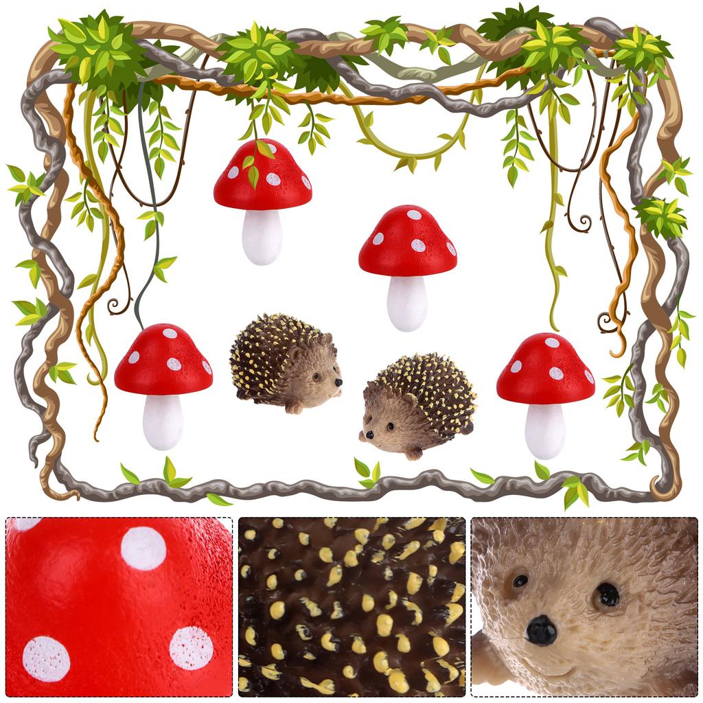 8 Pcs Fairy Wild Garden Accessories Mini Hedgehogs And Mushroom Statue Micro Lan