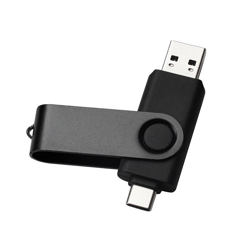Металлическая USB-флешка с двумя разъемами, на заказ - большой емкости с печатью логотипа, совместима с компьютерами и мобильными телефонами
