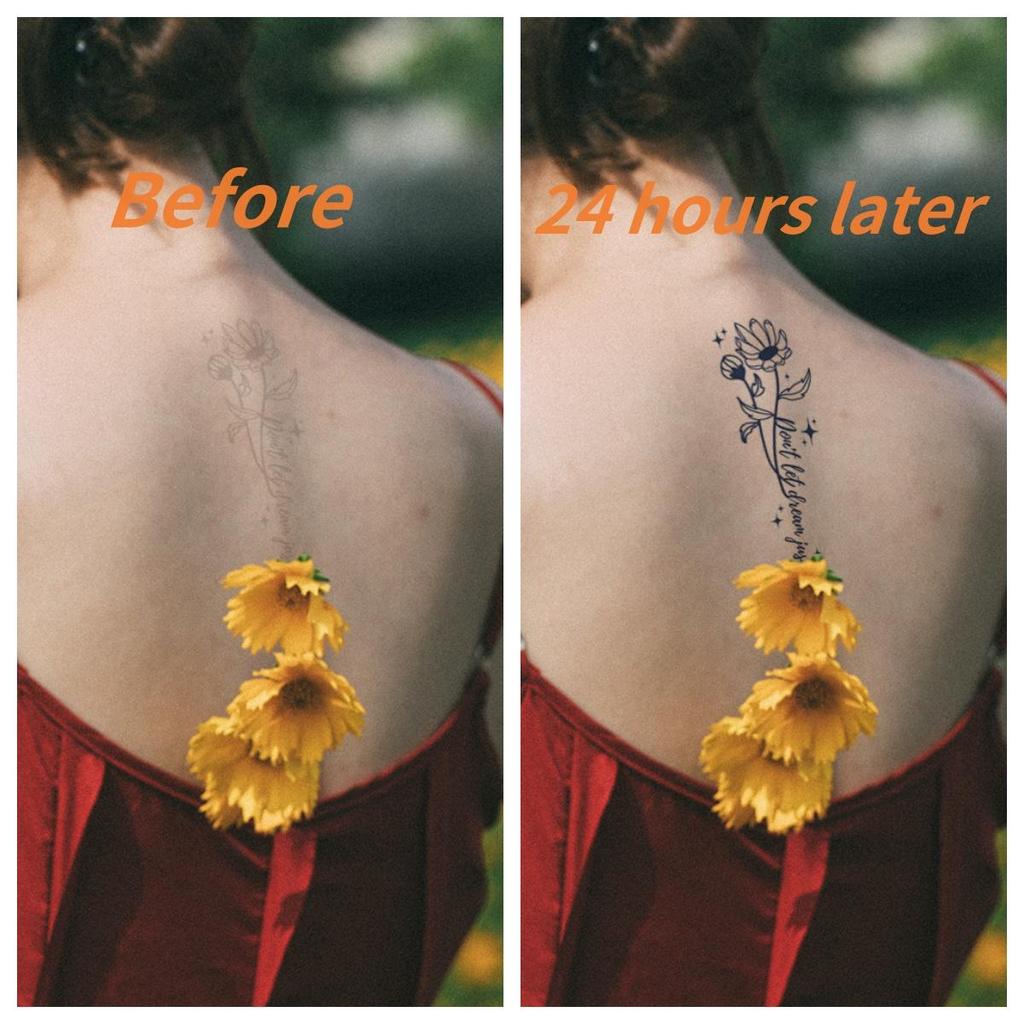 1 Sheets Semi Permanent Realistic Waterproof and Removeable Herb Tattoo Women's Back Tattoos Long Lasting