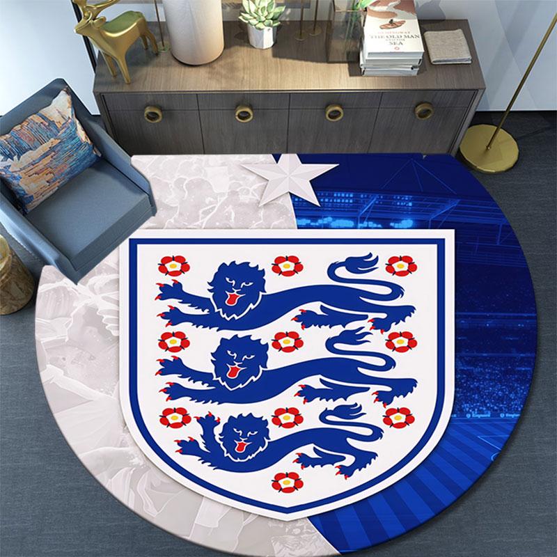 England football Round Rug, Non Slip Washable Circular Carpet For Living Room Bedroom Playroom, Sports Fan Decor, Holiday Birthday Gift