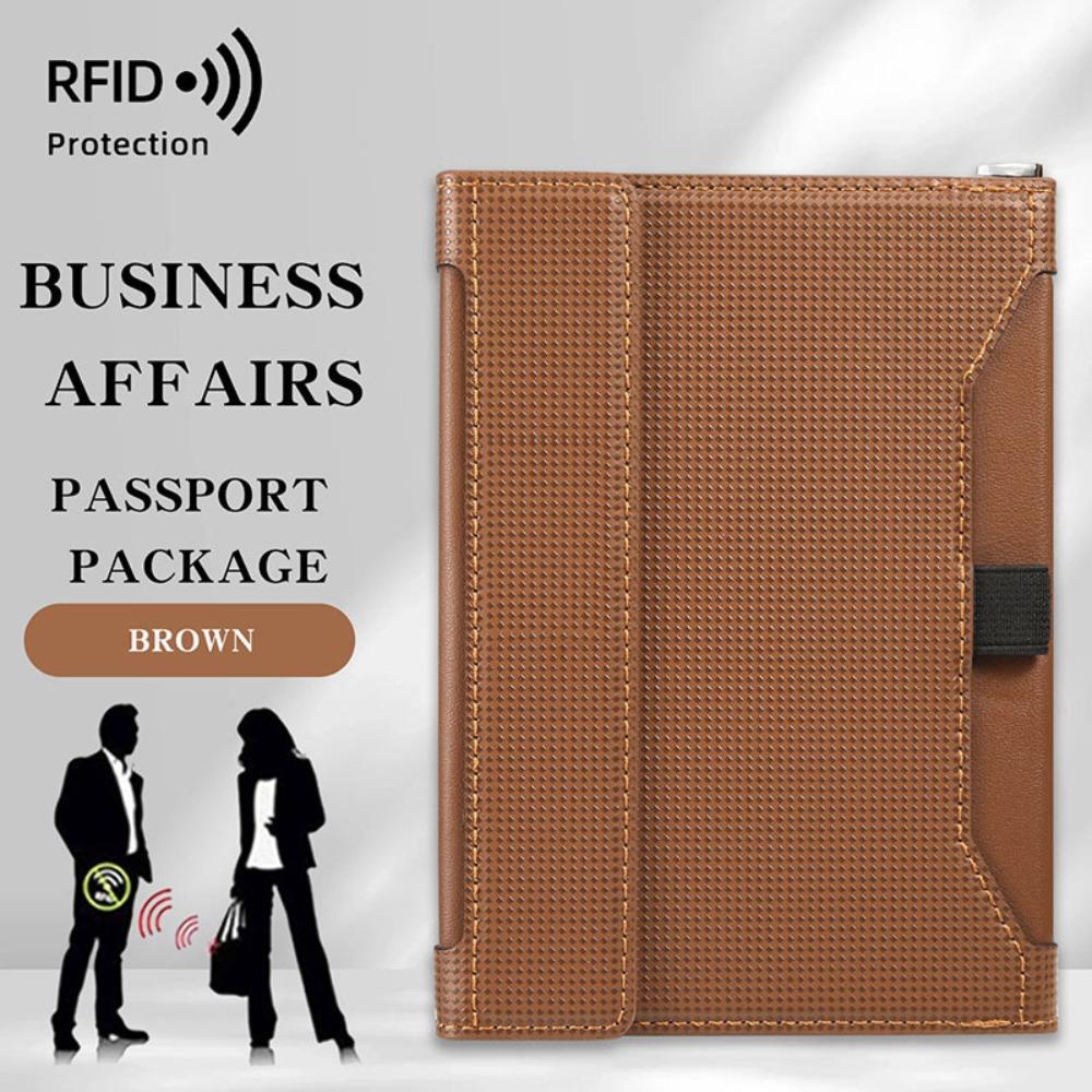Новый Однотонный Держатель для Паспорта с RFID-Блокировкой, Слот для Билетов, Зажим, Защитный Чехол, Кожаная Сумка для Дорожных Карт