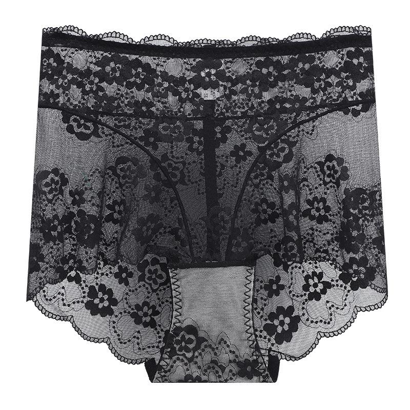 Ladies Spring and Summer Thin Sexy Lace Pure To High Waist Cotton Antibacterial Crotch Underwear