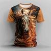 Summer Men's T Shirt 3d Horse Print Casual Crew Neck Short Sleeve Tee Oversized Clothing Animal T-Shirts Fashion Streetwear Race