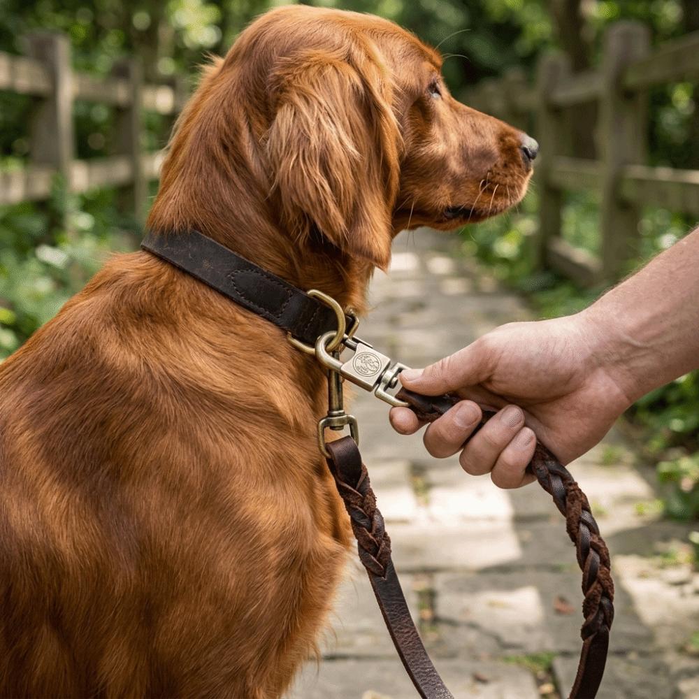 Brown Tone Large Breed Dog Leash Wide Strap Golden Retriever Walking Rope Pet Daily Exercise