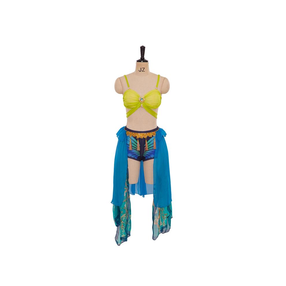 (S) Britney Spears Slave Costume Blue Dance Dress