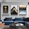 Abstract Geometric Art Pattern Canvas Painting Nordic Landscape Moon Alpine Poster Print Pictures for Living Room Wall Art Decor