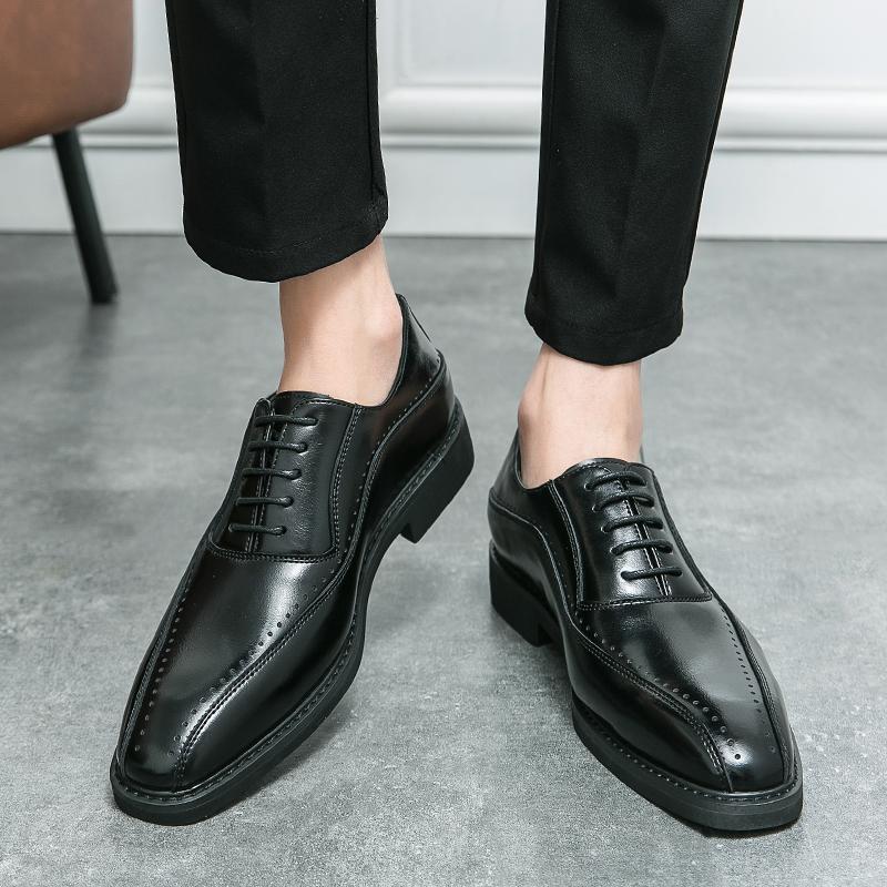 Деловая мужская кожаная обувь Классический и Джентльменский Британский стиль Вечеринка и свадьба жениха Горячие продажи Черная коричневая обувь