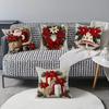 Christmas Cushion Cover Christmas Tree Pattern Santa Claus Cartoon Christmas Pillow Cover 45x45cm Size Snowflake