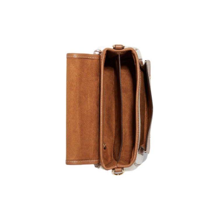 COACH Lucy Fabric With Cow Leather Shoulder Bag, Crossbody Bag Small Women's Beige & Brown CA622-IMNAM