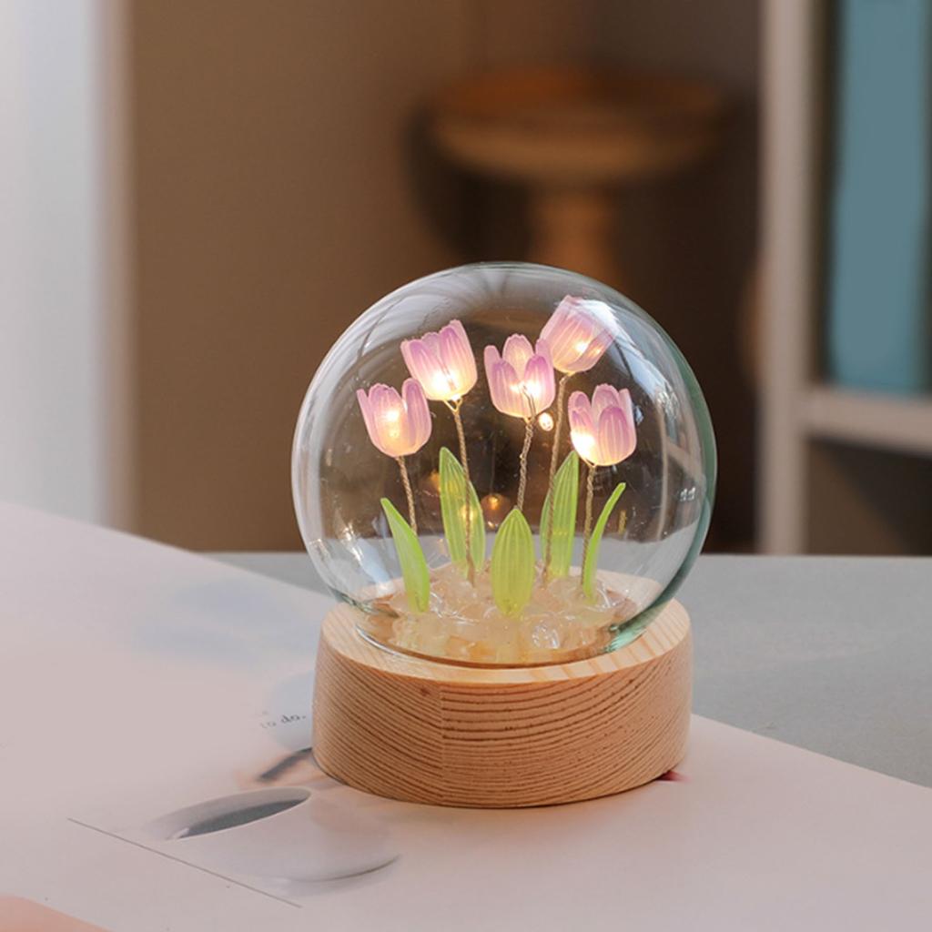 Flower Night Light Tulip Night Lamp Home Decoration Night Light Bedside Light for Office Bedroom