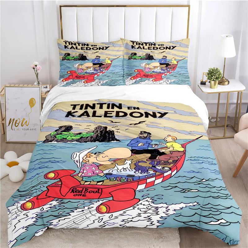 Cute T-Tintines Cartoon Funny All Season Duvet Cover Bedding Sets Soft Quilt Cover and Pillowcases Teen Single/Double/Queen/King
