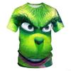 New 2025 Christmas Cartoon Green Fur Monster 3D Printed Men  Short Sleeve Grinch