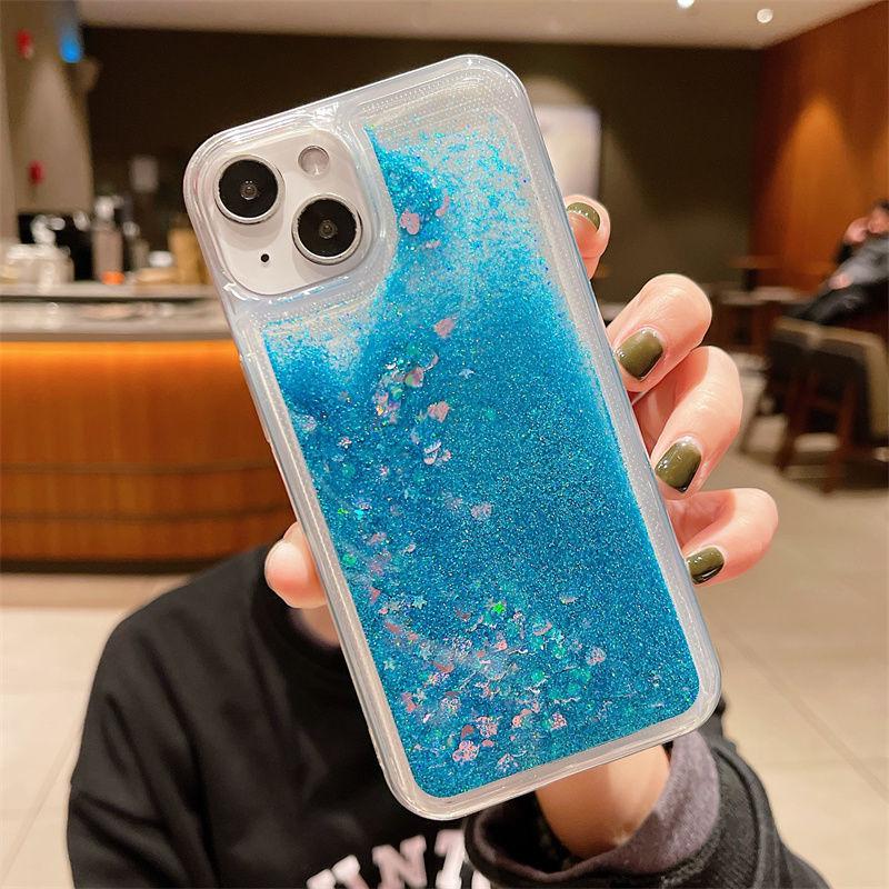 iPhone 16 Чехол с блестками, жидким песком, защитой от падения 15Pro Max для Apple 14/17