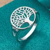 Женское кольцо Древо жизни Ажурное Круглое Модное Уникальный дизайн Покрытое медью Цвет платины Ювелирный аксессуар Креативный Вдохновленный флорой