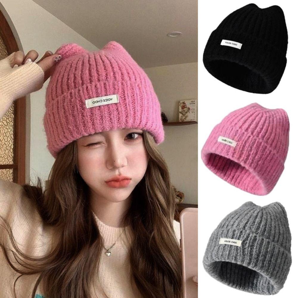 High Quality Solid Color Knitted Beanies Anti-cold Outdoor Winter Autumn Hats Keep Warm Ladies Casual Cap For Women/Men/Students