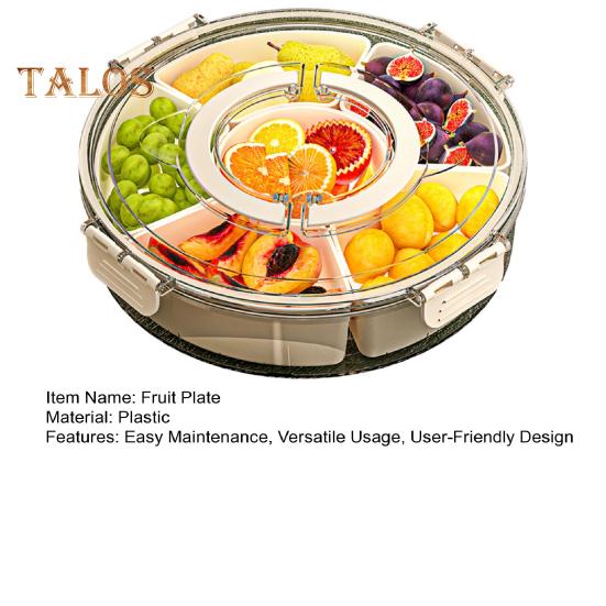 Фруктовая тарелка для закусок, вращающийся поднос с разделителями и ручкой на крышке, пищевое блюдо для колбасных изделий, овощей, путешествий, пикника, закусок