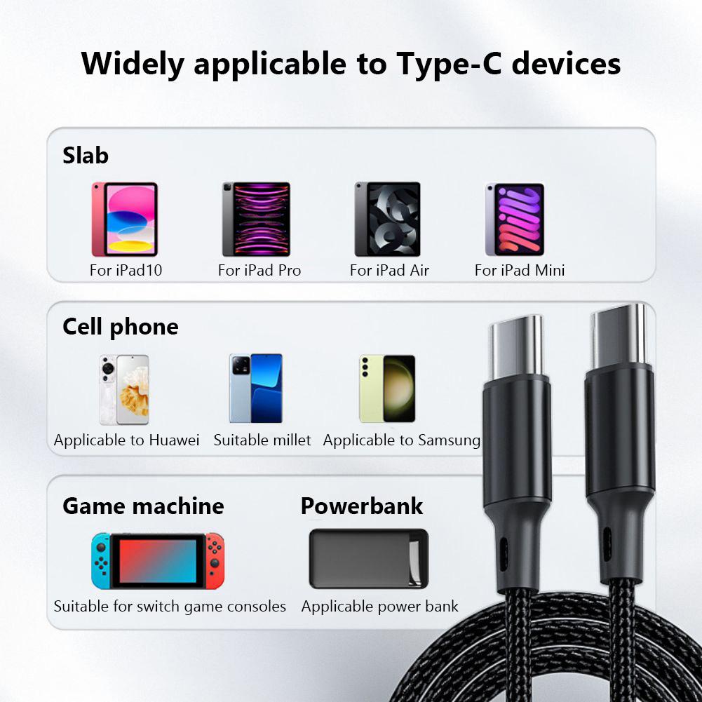 Зарядный кабель USB Type-C Папа-Папа, Кабель данных USB C на USB C, Кабель быстрой зарядки PD 60 Вт для устройств Type C, Смартфонов