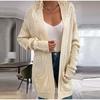 Autumn Winter Women Long Sleeves Cardigan Sweater Long Twisted Rope Pocket Loose Solid Color Female Sweaters