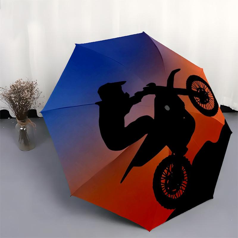 1pc Motorcycle Sunset Themed High-quality Umbrella,Automatic Opening and Closing Umbrella,Multi-functional Umbrella G0811050