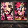 Абстрактное женское граффити, макияж, постер для девочек, украшение дома, гостиная, картина маслом, бар, настенный художественный принт