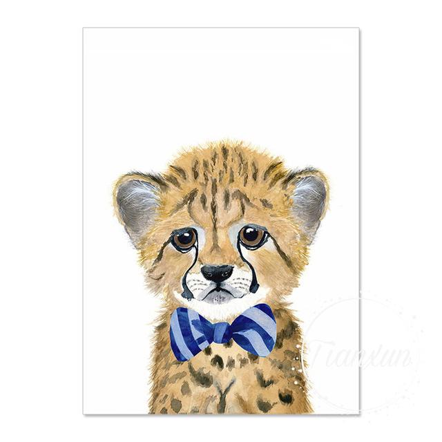 Синий галстук-бабочка, прекрасная картина на холсте с изображением животных, с поттерами и принтами, настенное искусство, картина с тигром для комнаты для мальчиков, декор для стены без рамки