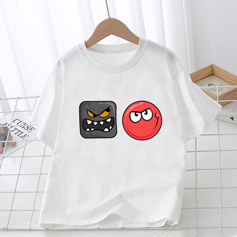 Забавная детская футболка с красным шариком и принтом 1–12 лет, летние топы для девочек, одежда для маленьких мальчиков, милая детская футболка с короткими рукавами с мультяшным рисунком