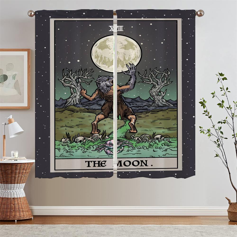 Terror Tarot Modern Living Room Curtains for Camera Tulle in Kitchen Curtains 2 Pieces Window Home and Decoration Curtain Rods