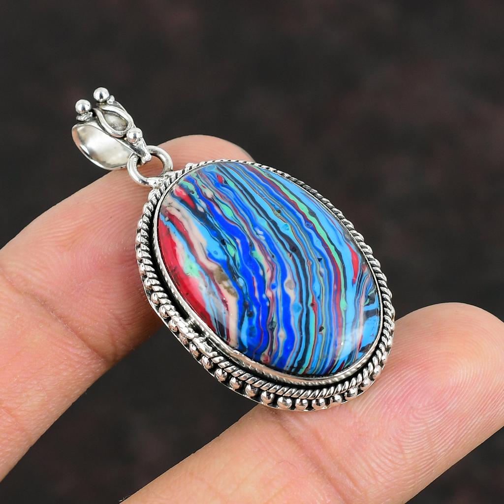 Подвеска Rainbow Calsilica, оригинальные драгоценные камни, серебряная подвеска 925 пробы, ручная работа, элегантные ювелирные изделия, подарки для мам, женщин, подвеска