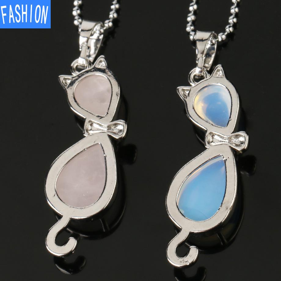 Европейская и американская личность, ожерелье с аметистом, животное, кошка, абстрактная инкрустация, подвеска из натурального камня