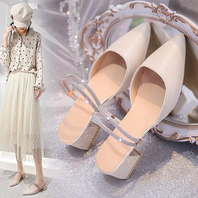 Милые базовые сандалии, женская офисная женская обувь на квадратном среднем каблуке, блестящие летние сандалии без шнуровки, большие размеры
