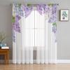 Purple Blue And White Lilac Flowers Sheer Curtains For Living Room Window Transparent Voile Tulle Curtain Bedroom Drapes