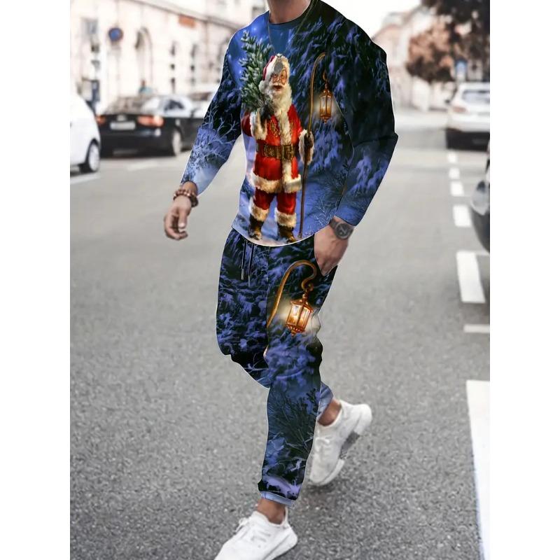 Christmas 2PCS Set Spring Autumn Men Women Fashion 3D Printing Man Fashion Casual Sportswear Sweatshirt Jogging Pants 2Pcs Sets