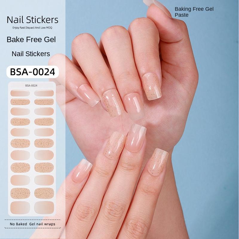Bake-free Gel Manicure Stickers French Onion Powder Semi-cured Nail Stickers