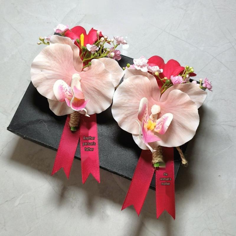 Calla Lily & Phalaenopsis Wedding Corsage Set for Bride, Groom's Parents, Business Meetings.