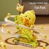 Flag-Waving Duck Climbing Stairs Toy with Light and Music for Children's Head-Up Training and Educational Assembly.