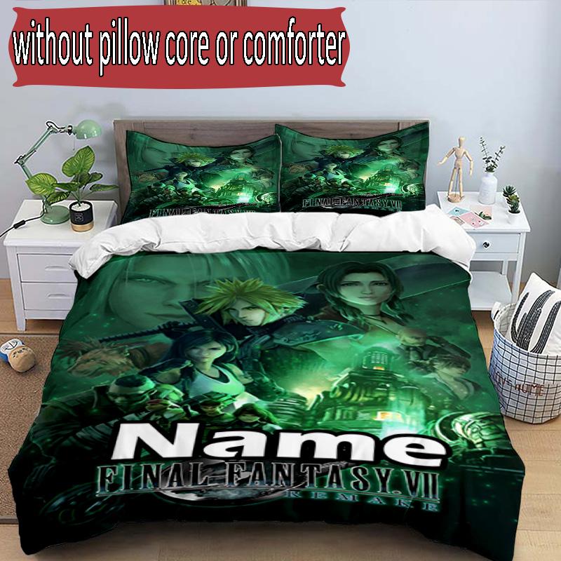 3pcs Duvet Cover Set (1*Duvet Cover + 2*Pillowcase, Without Core), Custom Name Final Fantasy Pattern Bedding Set, Home Bedroom Decor Gift