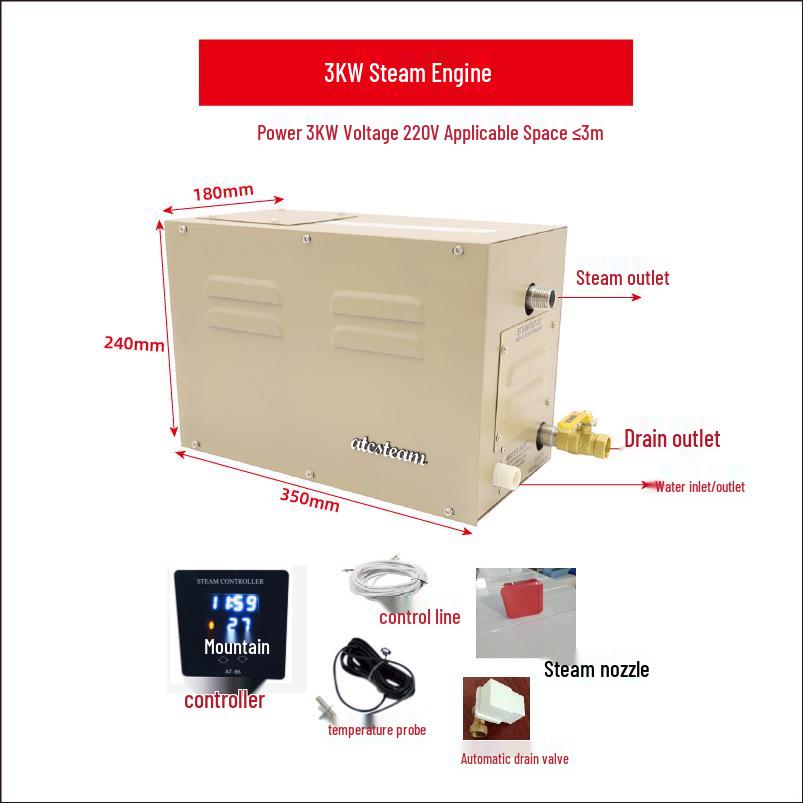 18KW Home Sauna Steam Generator with Automatic Descaling for Steam Rooms