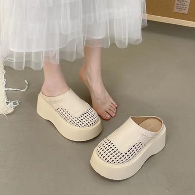 2025 лето новый верхняя одежда темперамент сумка голова тапочки корейская версия модные универсальные толстая подошва дышащая сетка полушлепанцы женские