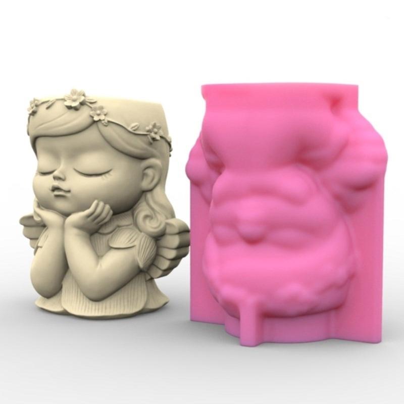 Милый держатель для ручек для девочек, силиконовая форма, украшение для стола, сочные кашпо, формы для цветочных горшков, формы для эпоксидной смолы, изготовление штукатурки