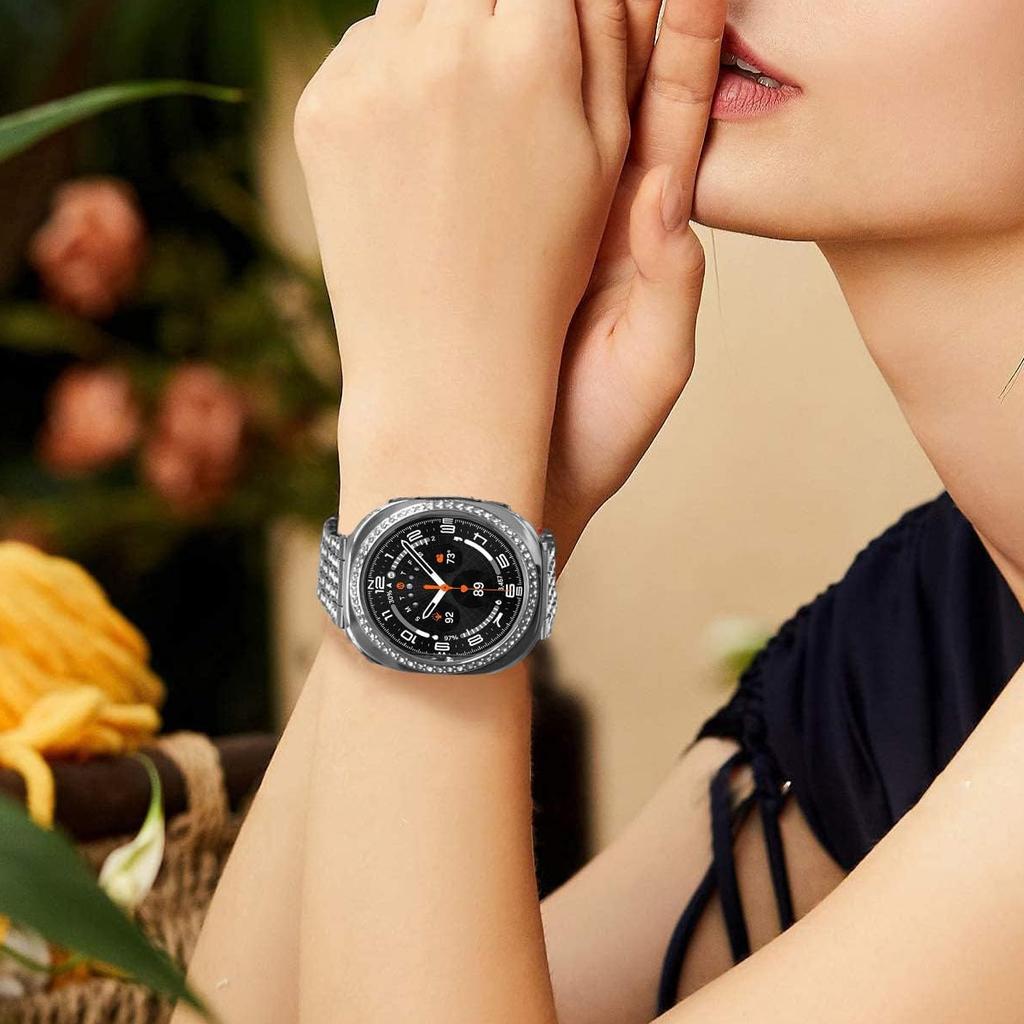 Блестящий чехол для Samsung Galaxy Watch 8 Алмазный бампер с полым защитным чехлом из поликарбоната для Samsung Galaxy Watch 8 40 мм 44 мм