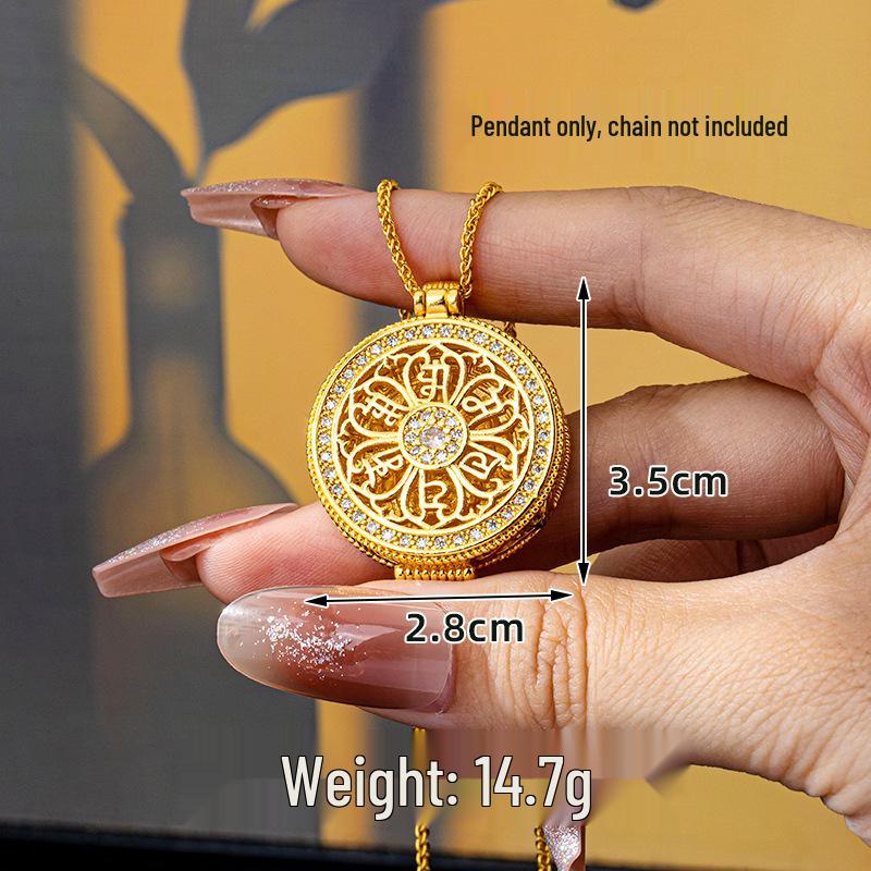 Женское модное ожерелье-подвеска 'Компас из золотого песка' с инкрустированными бриллиантами 'Восемь сокровищ' и дизайном 'Бог богатства'