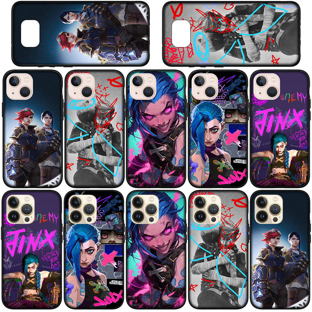 Для iPhone 16 15 Xiaomi Redmi Note 13 12 11 Pro Max X 9 14 Plus XR Samsung Galaxy A15 S24 S23 Huawei OPPO чехол аниме Arcanes игра Jinx Vi чехол для телефона